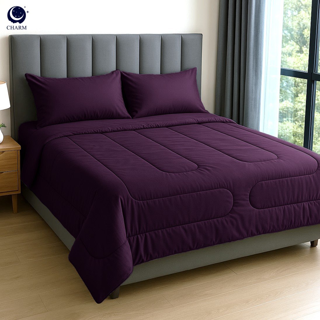 CHARM ชุดผ้าปูที่นอนพร้อมนวม 3.5 ฟุต 4 ชิ้น – สี ROYAL PURPLE คอลเลคชั่น CLASSIC_0